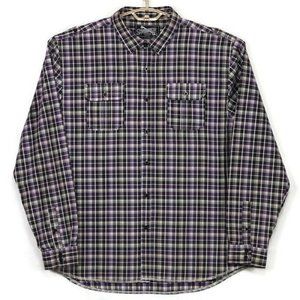 Sovereign Code‎ Shirt Purple Gray Plaid Long Sleeve XXL 2XL